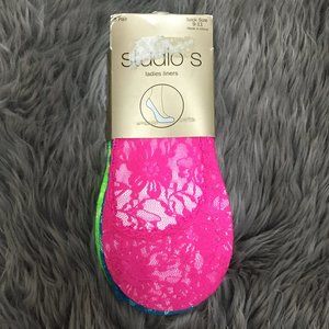 Studio S | Women's Liner Socks | Size 9-11 | 3 Pairs | Neon